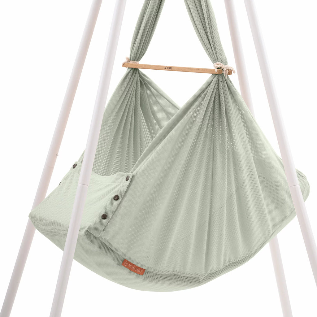 Nonomo Heavenly Dreams Baby Premium Wieg Olive + Move +  Tipi Stand (stokken) White