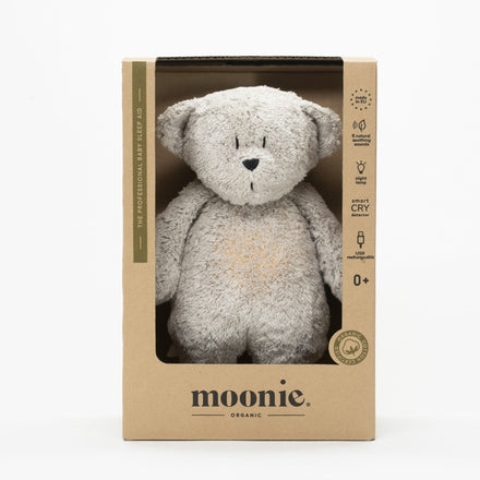 Moonie Knuffel Bear Hartslag en Licht | Grey Natur