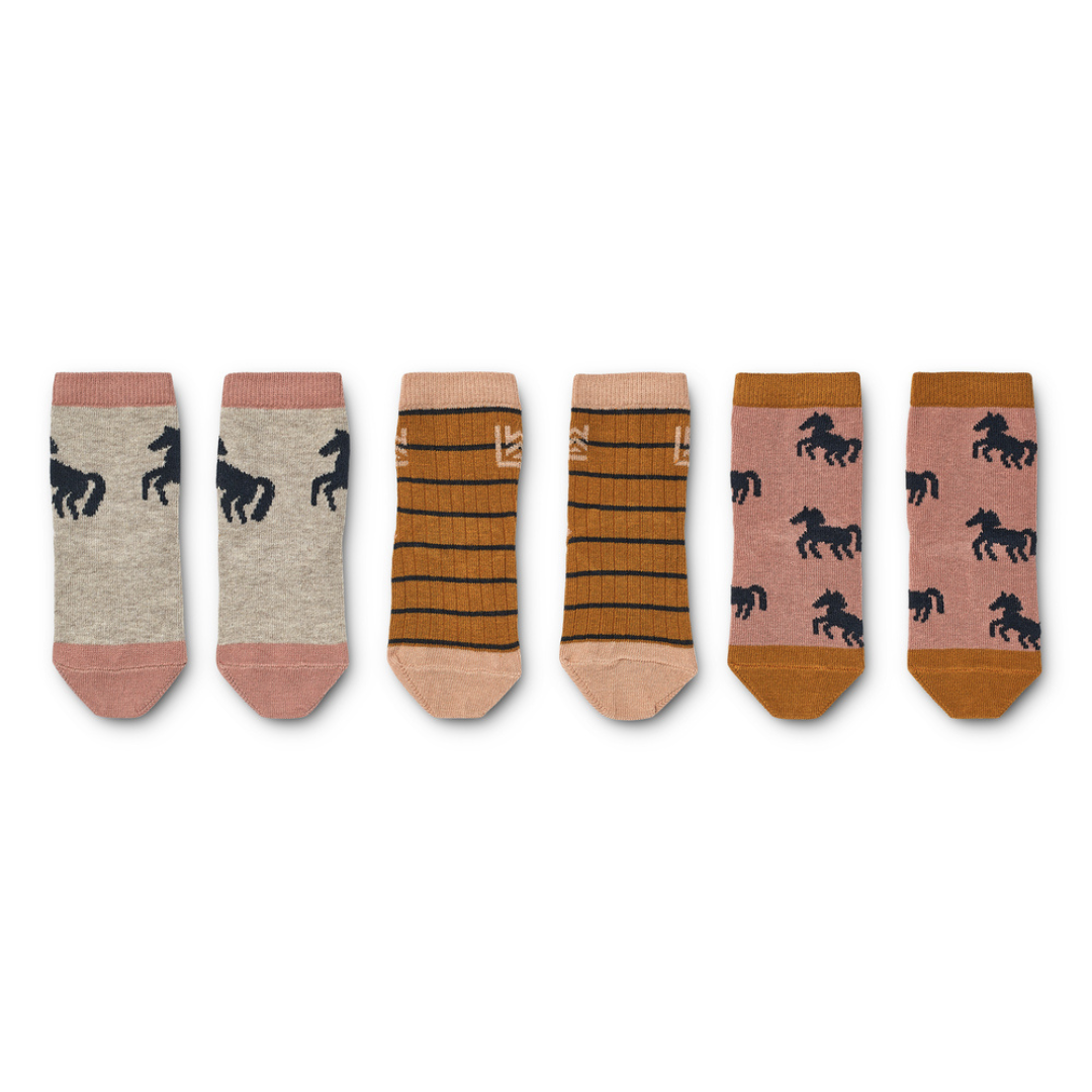 ZZZ Liewood Silas Socks 3 pack | Horses - Dark Rosetta Mix*