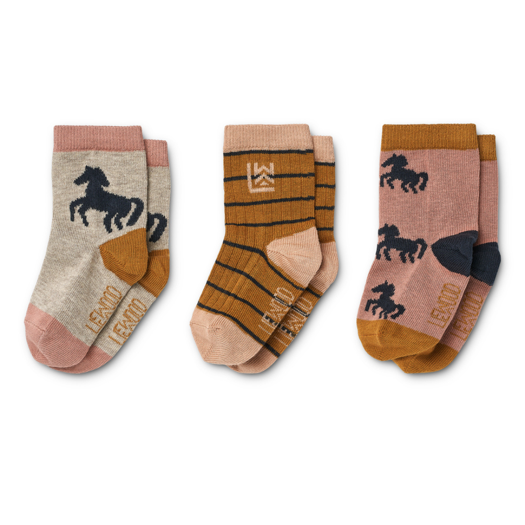 ZZZ Liewood Silas Socks 3 pack | Horses - Dark Rosetta Mix