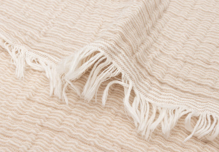 Jollein Deken Ledikant 120x120cm Fringe Stripe Biscuit/Ivory Gots