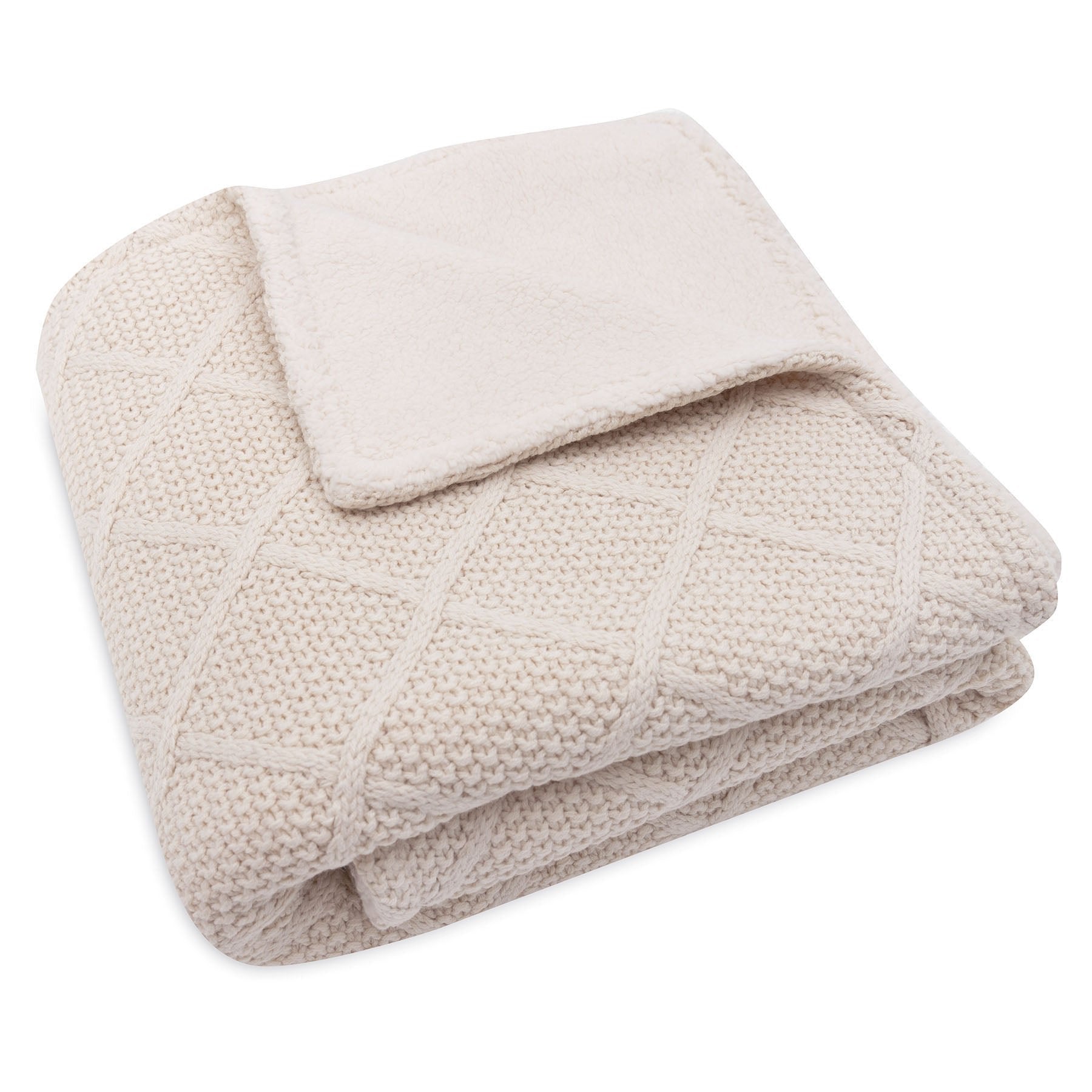 Jollein Ledikantdeken 100x150cm Check Knit Oatmeal/Teddy Fleece