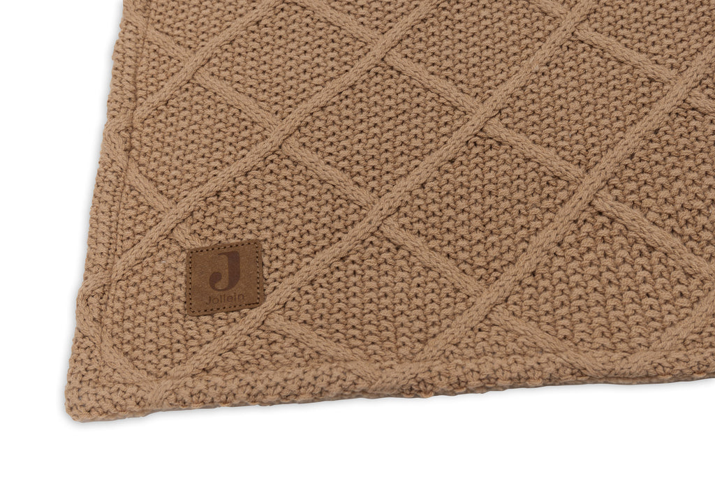 Jollein Ledikantdeken 100x150cm Check Knit Biscuit/Teddy Fleece