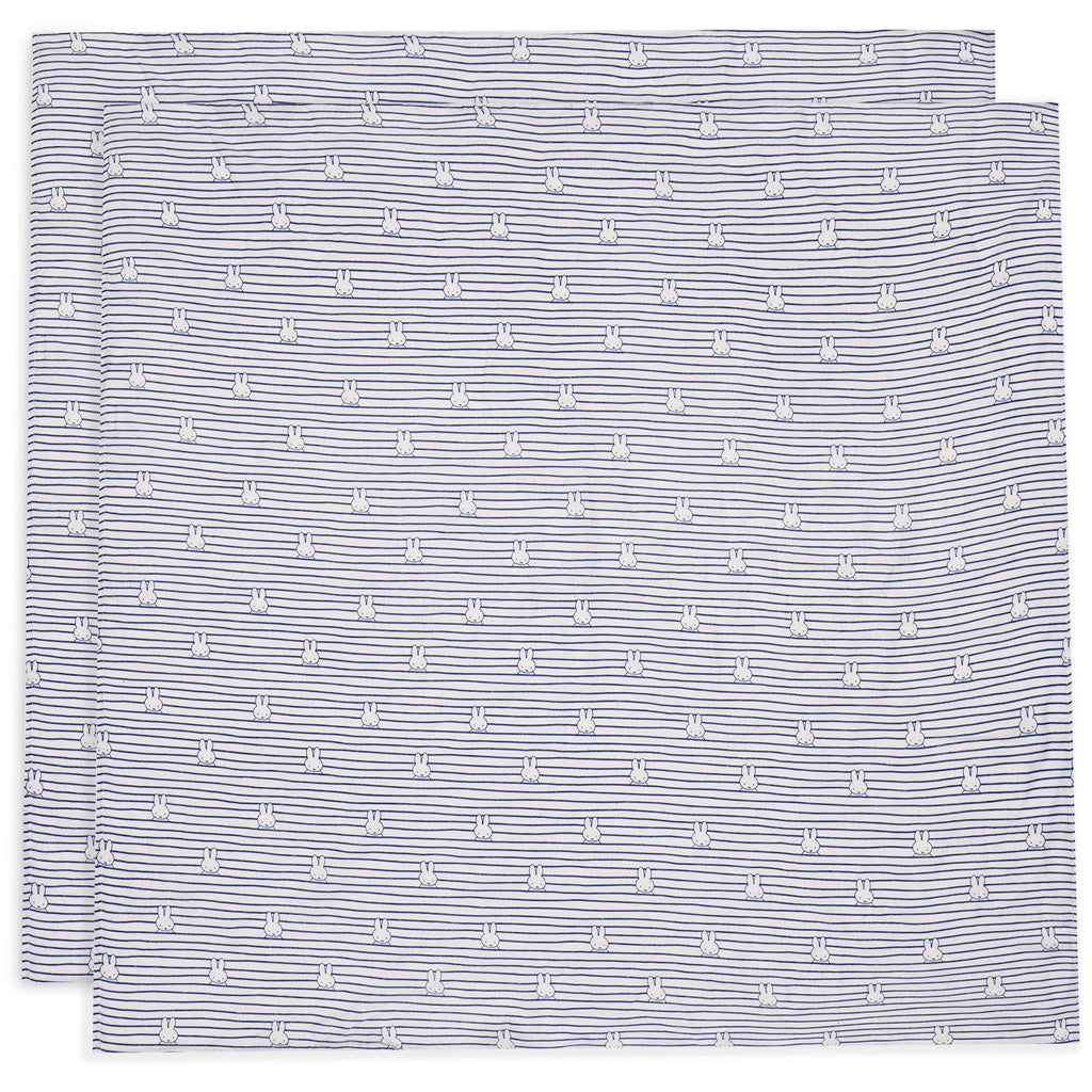 ZZZ Jollein Hydrofiele Doek Large 115x115cm | Miffy Stripe Navy (2Pack)