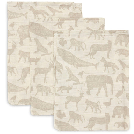 Jollein Set 3 Hydrofiele Washandjes | Animals Nougat