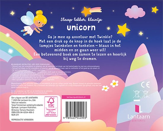 De Lantaarn Voorleesboek met lampjes Slaap lekker, Kleintje | Unicorn