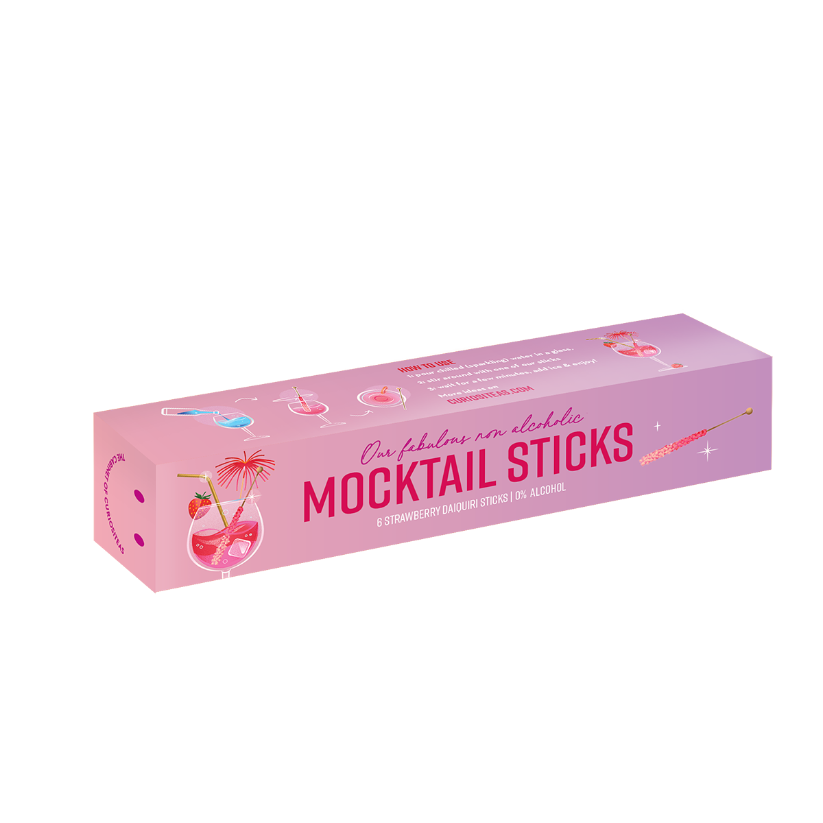 CuriosiTeas Mocktail Sticks Strawberry Daiquiri | 6 Sticks