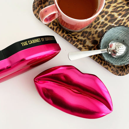 CuriosiTeas Thee Pink Lips Tin Bisous Bisous Cadeaublik | Roze