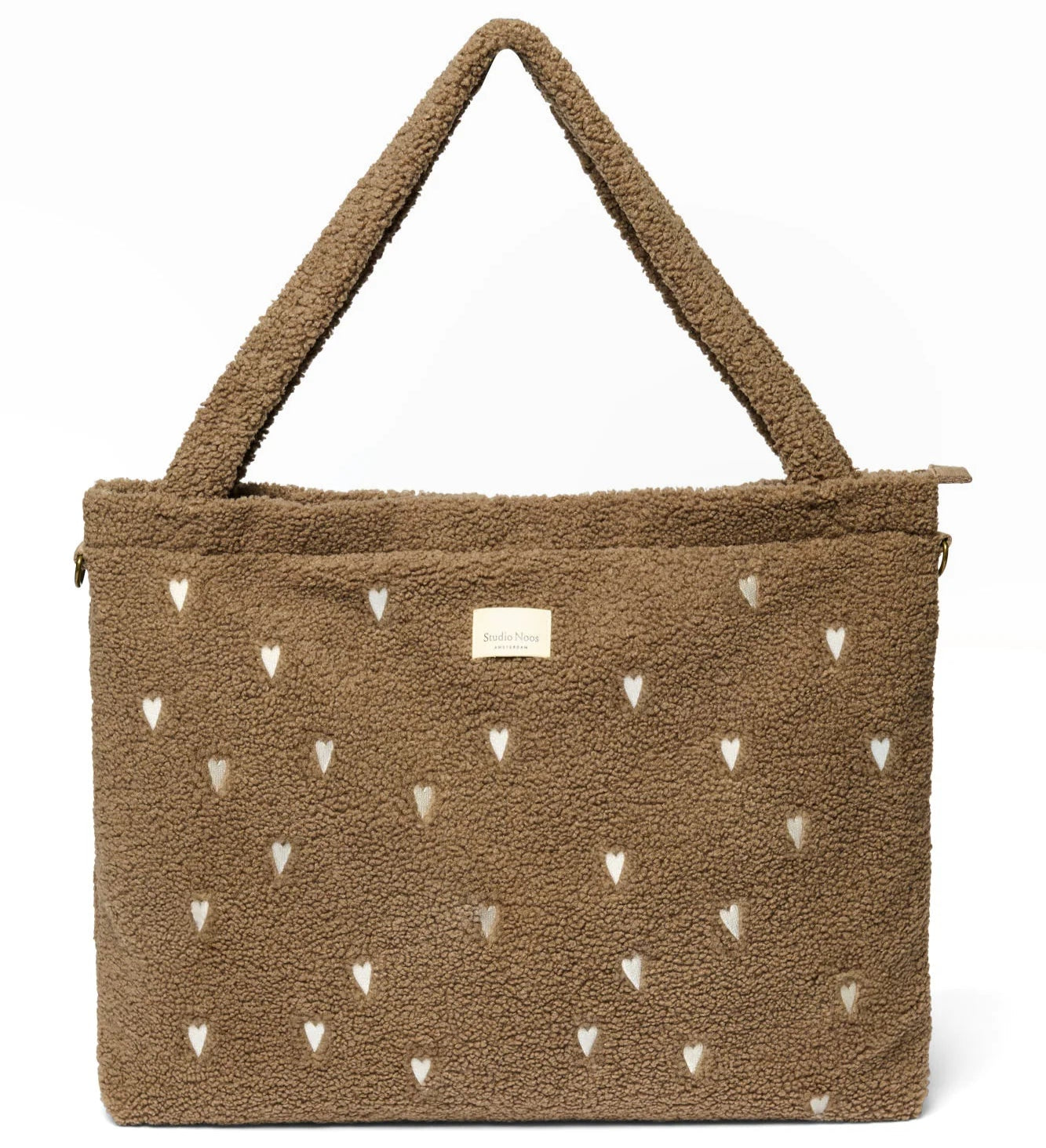 Studio Noos Diaper Bag Luiertas Met Rits | Brown Teddy Hearts