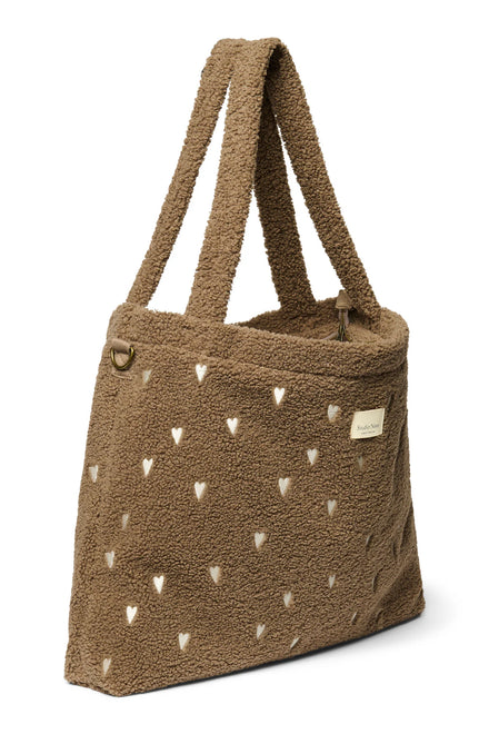 Studio Noos Diaper Bag Luiertas Met Rits | Brown Teddy Hearts