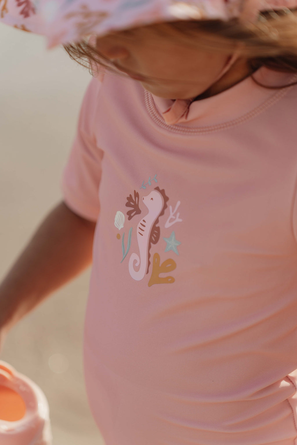 Little Dutch Zwem T-Shirt Korte Mouw Ruches Seahorse Pink