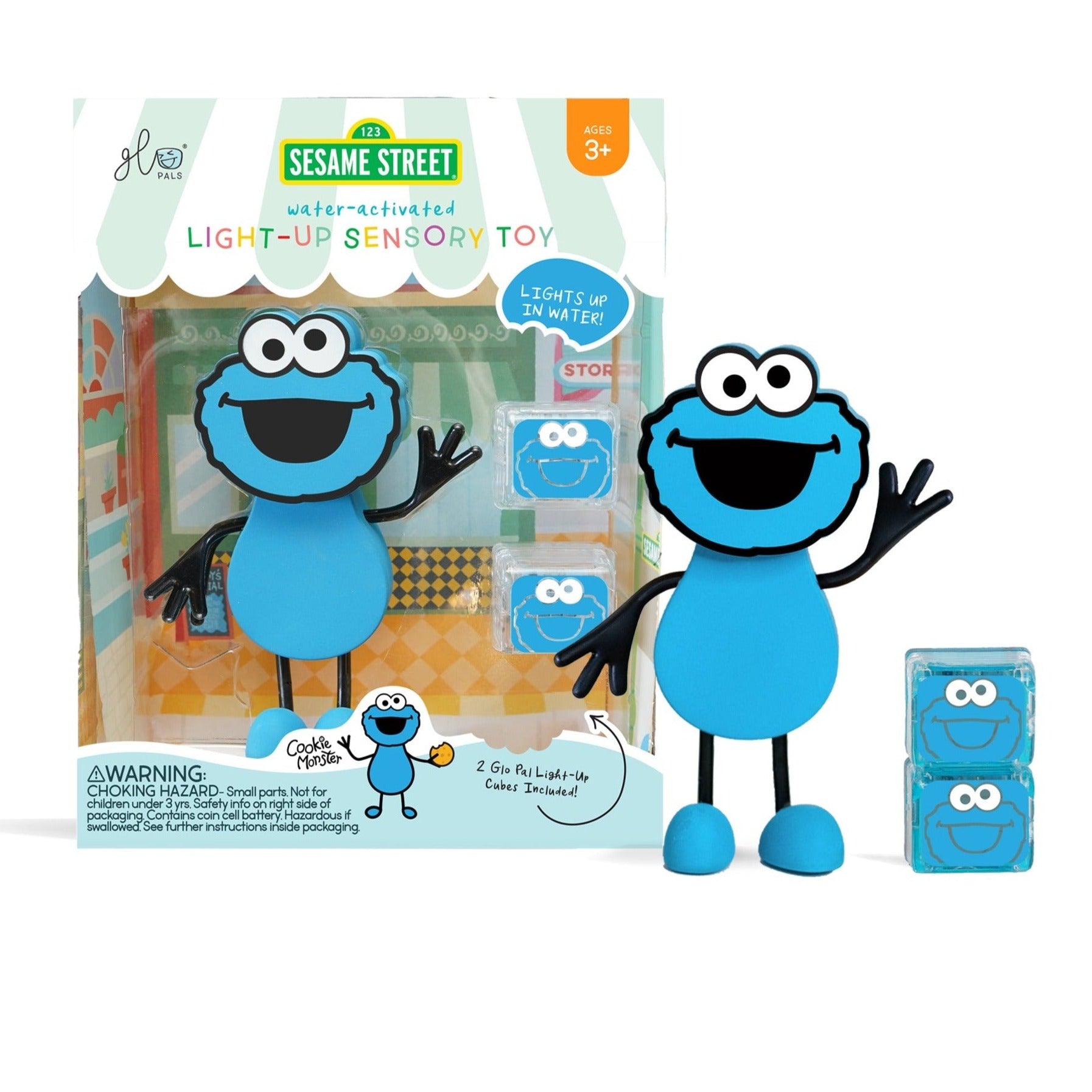 Glo Pals Light Up Sensory Toy Badspeeltje Blauw | Cookie Monster