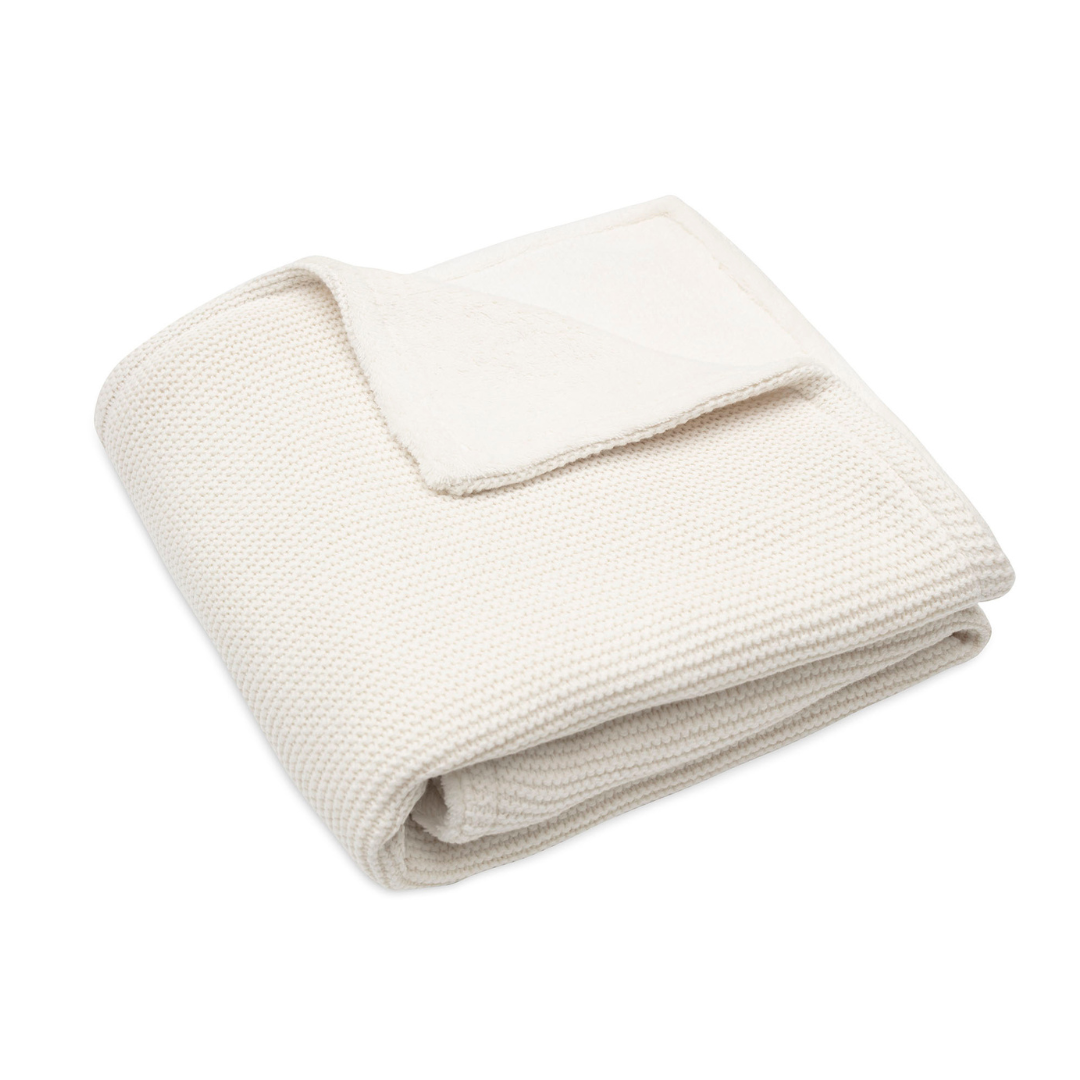 zzz Jollein Wiegdeken Fleece 75x100cm | Basic Knit Ivory / Coral