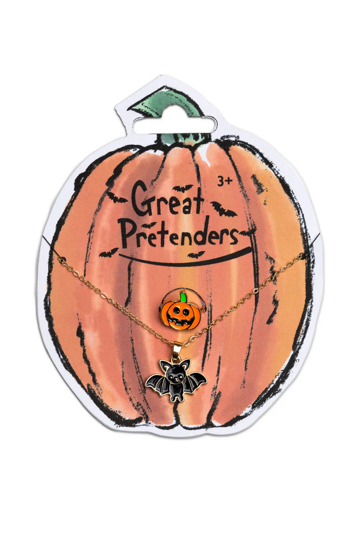 Great Pretenders Bat Necklace & Pumpkin Ring