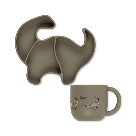 ZZZ Konges Sløjd Silicone Dino Bowl & Cup Set | Stone