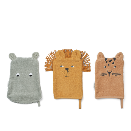 Liewood Sylvester Washandjes 3-Pack | Safari Mix