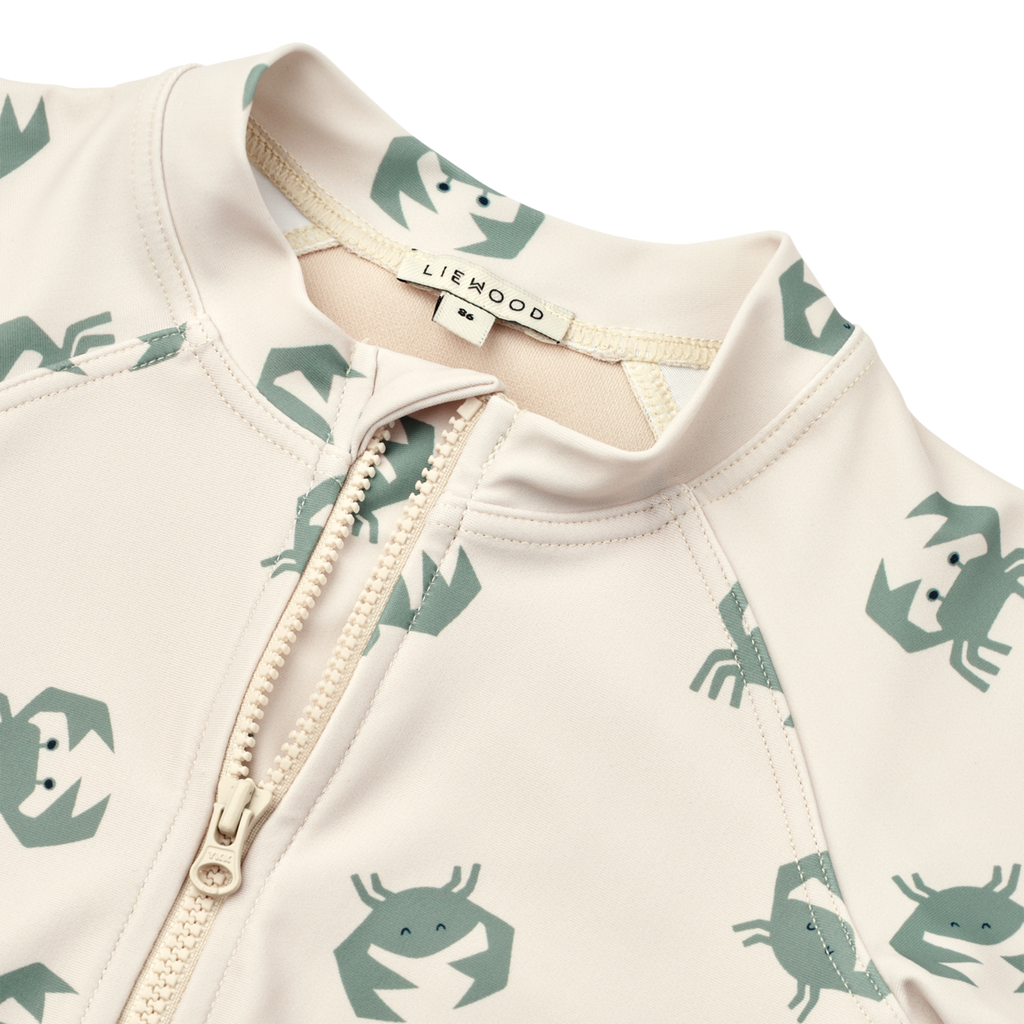 Liewood Max Printed Zwem Jumpsuit Met Korte Mouwen | Crab / Sandy