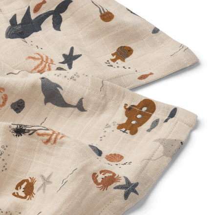 Liewood Lewis Hydrofiele Doek 2-Pack | Sea Creature / Sandy