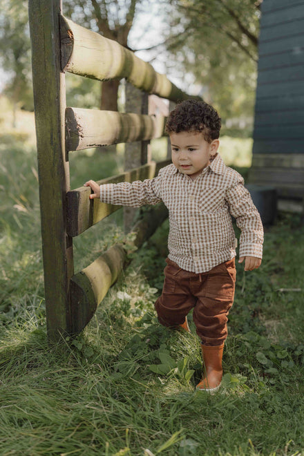 Little Dutch Kleuter Winter Blouse Brown Check | Bruin