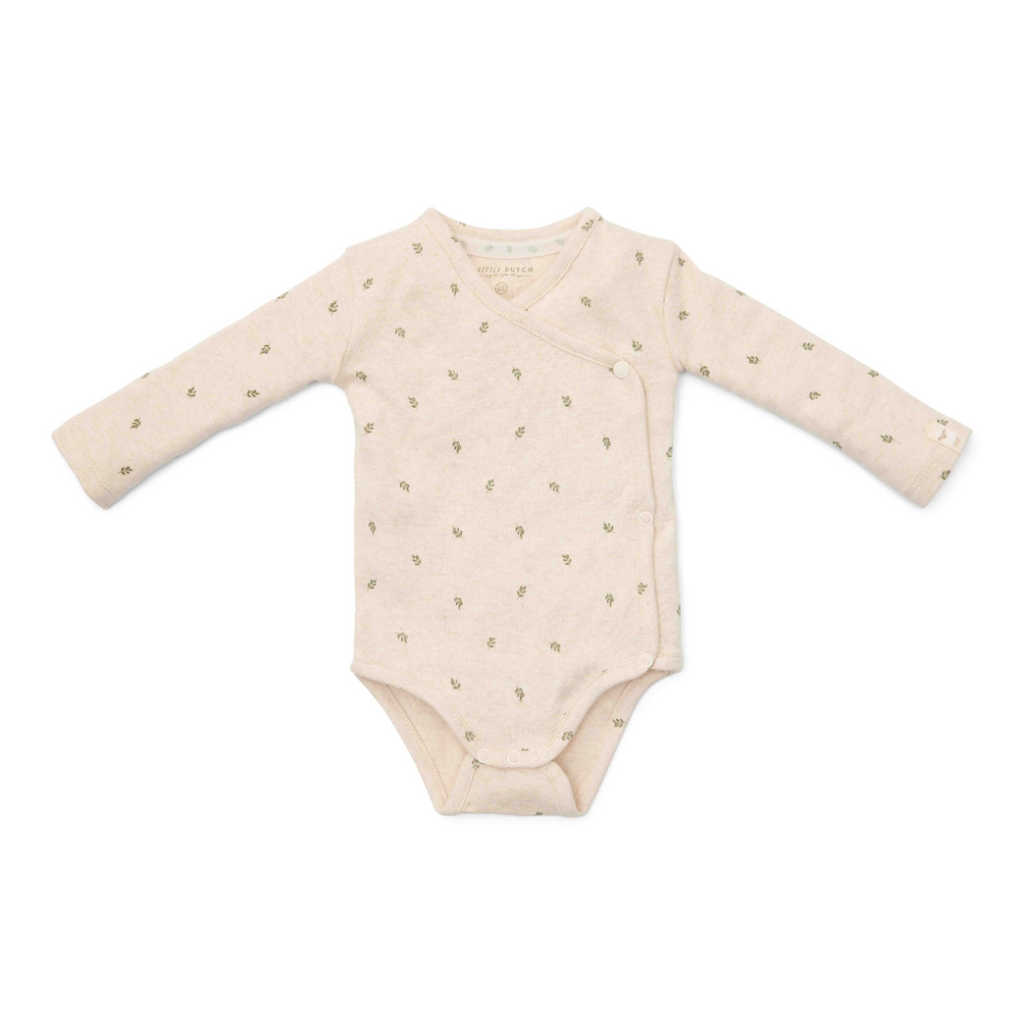 Little Dutch Newborn Noos Little Farm Romper Overslag Lange Mouw | Green Leaves