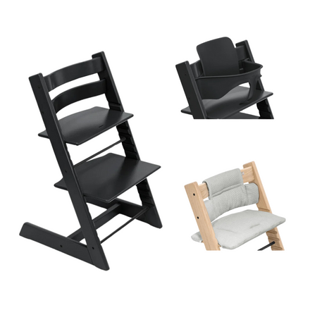 Stokke® Tripp Trapp® Bundle Stoel + Babyset + Kussen | Black Nordic Grey