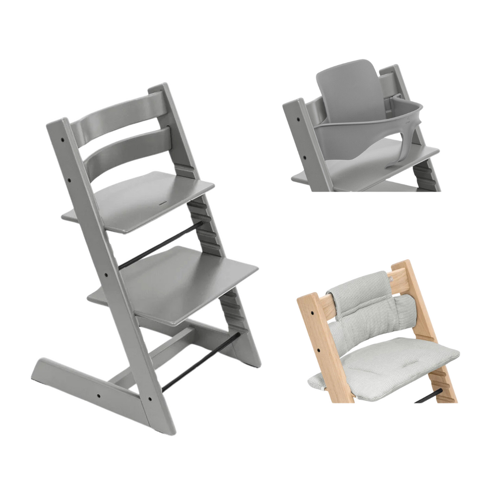 Stokke® Tripp Trapp® Bundle Stoel + Babyset + Kussen | Storm Grey / Nordic Grey