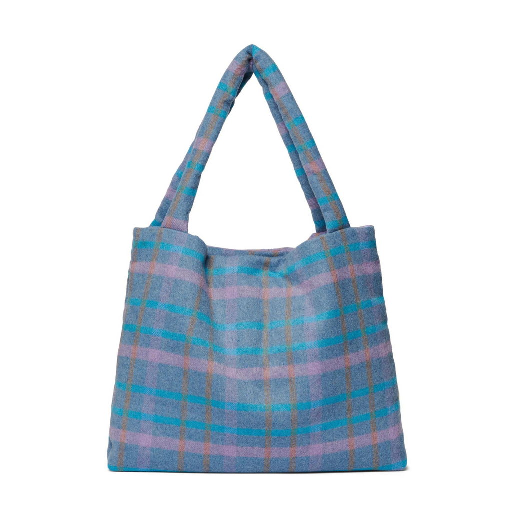 Studio Noos Mom Bag Wool Checked | Sky Blue*