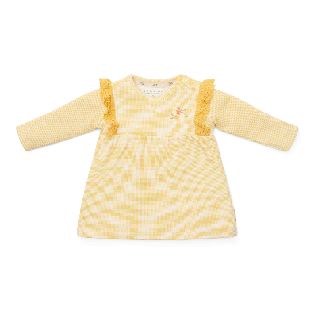 Little Dutch Newborn Noos Little Farm Jurkje Lange Mouw | Warm Yellow Check