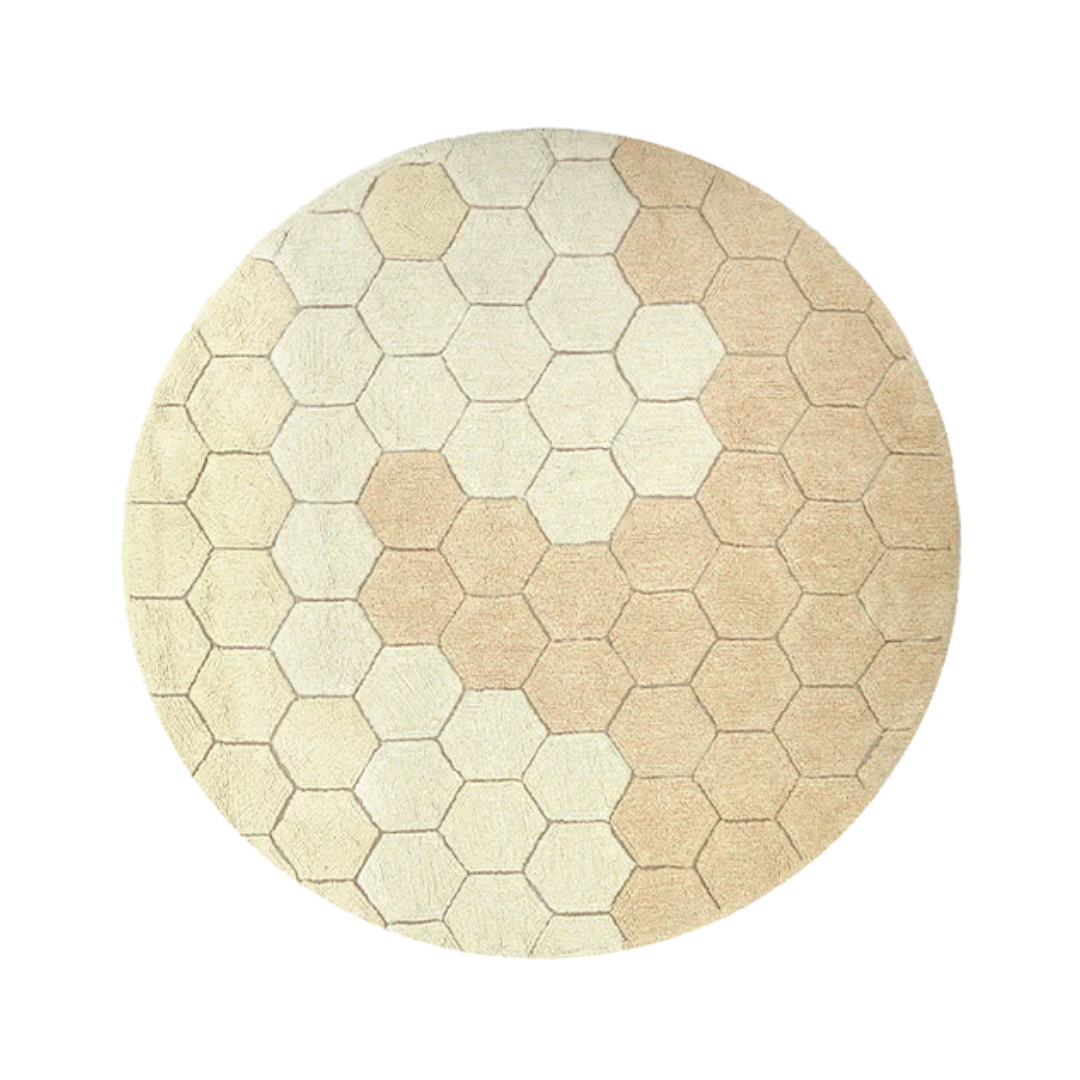 Lorena Canals Machinewasbaar Tapijt Rug Rond Ø140cm | Honeycomb Golden