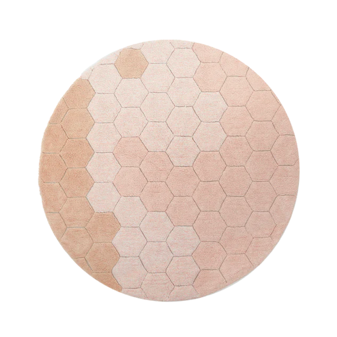 Lorena Canals Machinewasbaar Tapijt Rug Rond Ø140cm | Honeycomb Rose