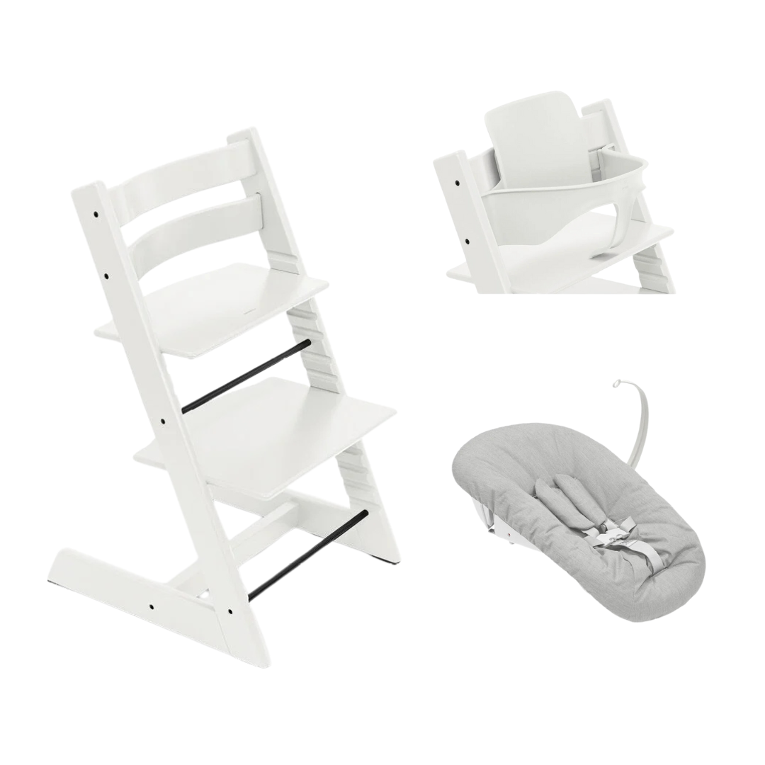 Stokke® Tripp Trapp® Bundle Stoel + Babyset + Newborn Set | White / Grey