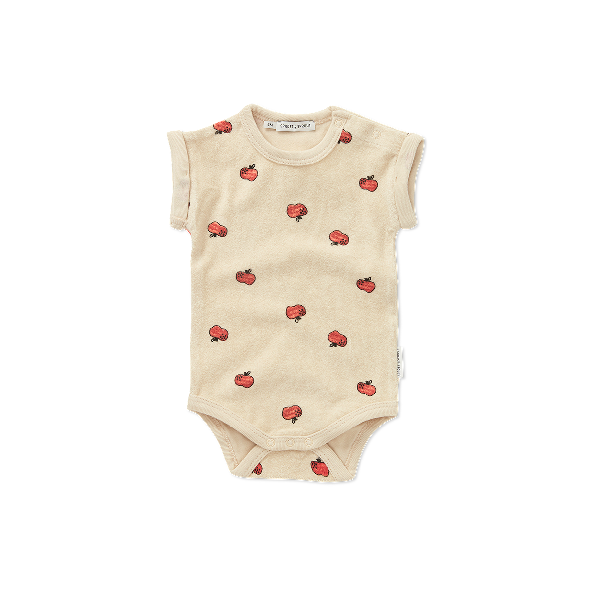 Sproet & Sprout Terry Romper Apple Print | Sesame