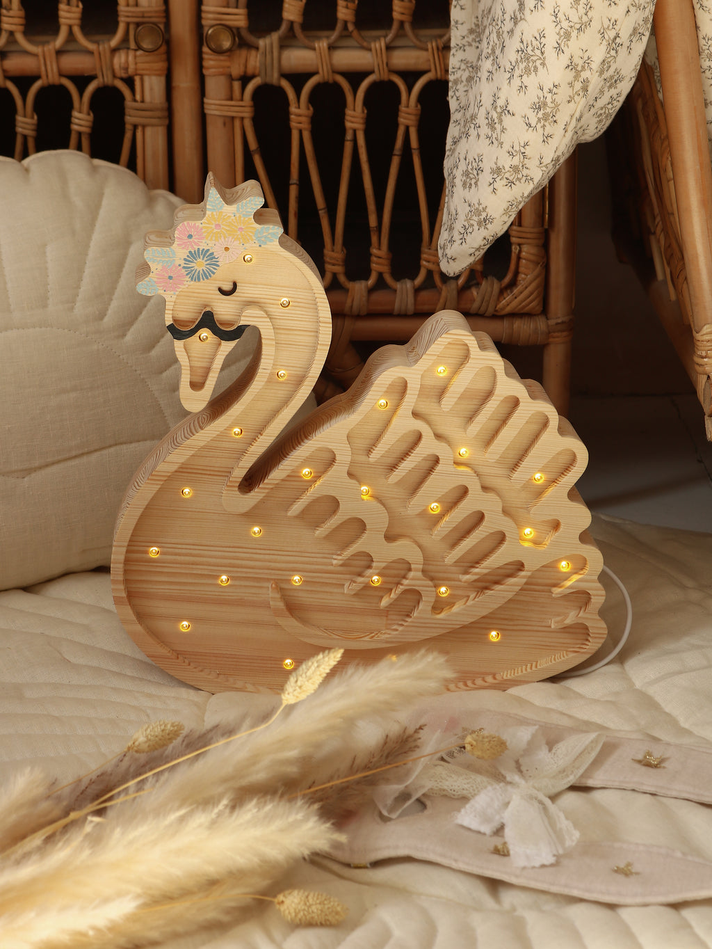 Little Lights Lamp Swan | Flower / Wood