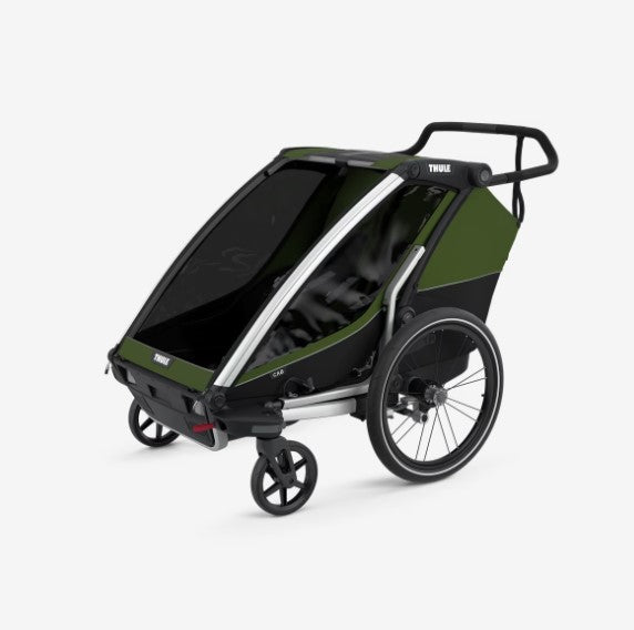 Thule Dubbelzit Fietstrailer Chariot Cab | Aluminium Cypress Green