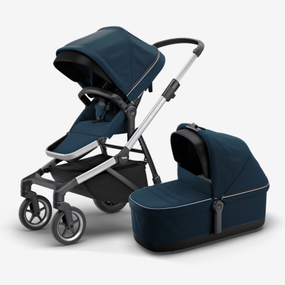 Thule Sleek Stadskinderwagen Aluminium Met Reiswieg | Navy Blue