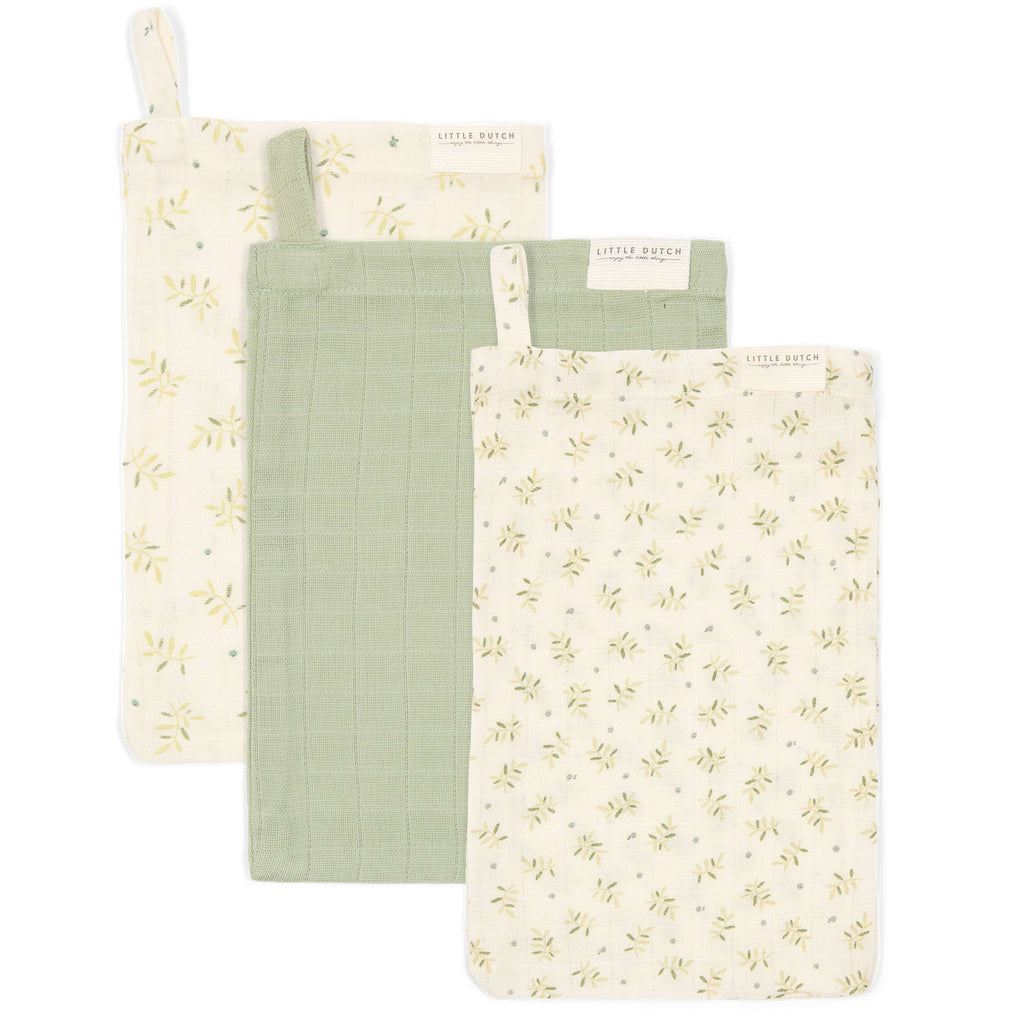 Little Dutch Washandjes Set Hydrofiel Blueberry Leaves & Sage | Groen