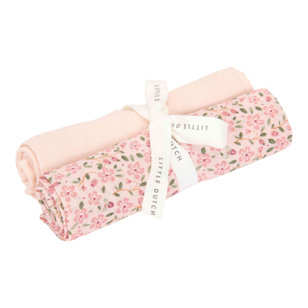 Little Dutch Swaddle Doeken Hydrofiel 70x70 Fairy Floral & Blossom | Roze