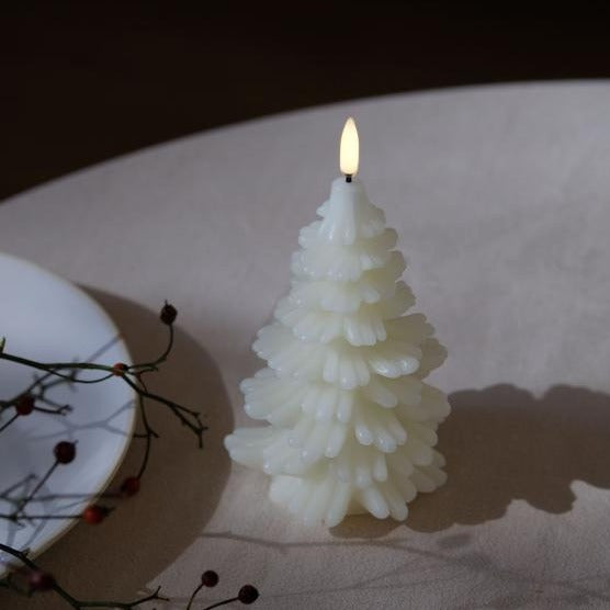 Uyuni LED Kaars Kerstboom Christmas Tree Candle 10x15 cm | Ivory Smooth