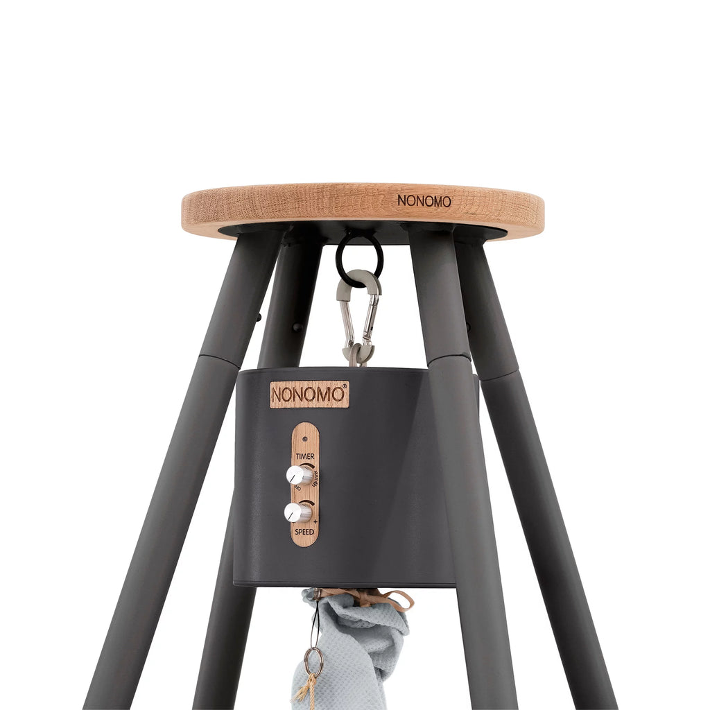 Nonomo Heavenly Dreams Baby Premium Wieg Stone Grey + Move +  Tipi Stand (stokken) Antraciet