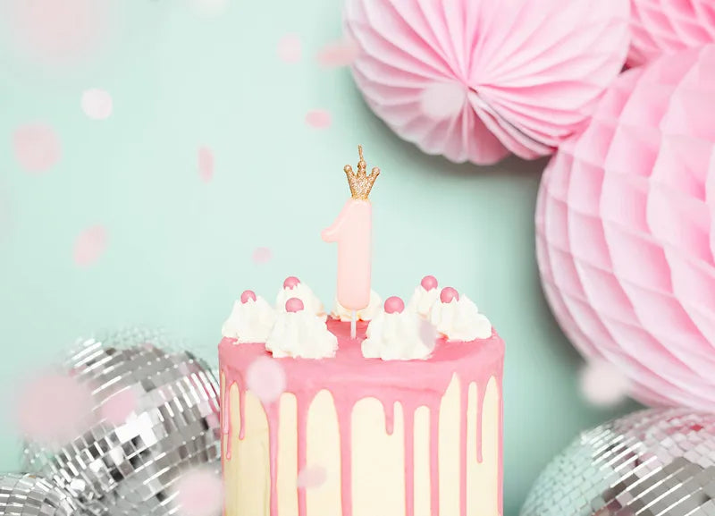 Party Deco Verjaardagskaarsje Nummer "1" | Light Pink