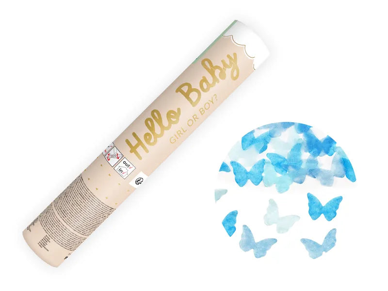 Party Deco Confetti Kanon 20cm | Blue Butterflies