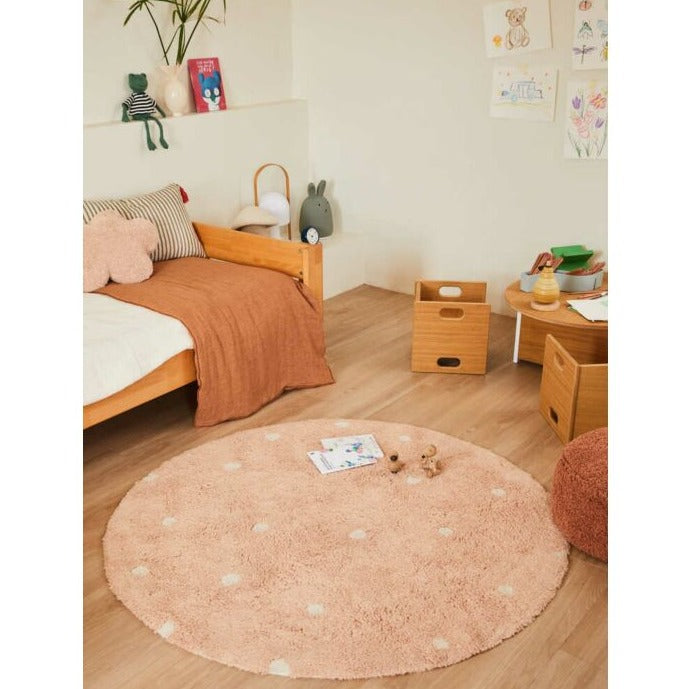 Lorena Canals Machinewasbaar Tapijt Rug Rond Ø140cm | Round Dot Rose