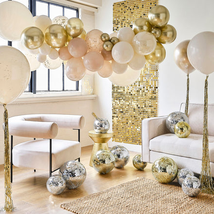 Ginger Ray Balloon Bunting - Happy Birthday Cream with Gold Fleck