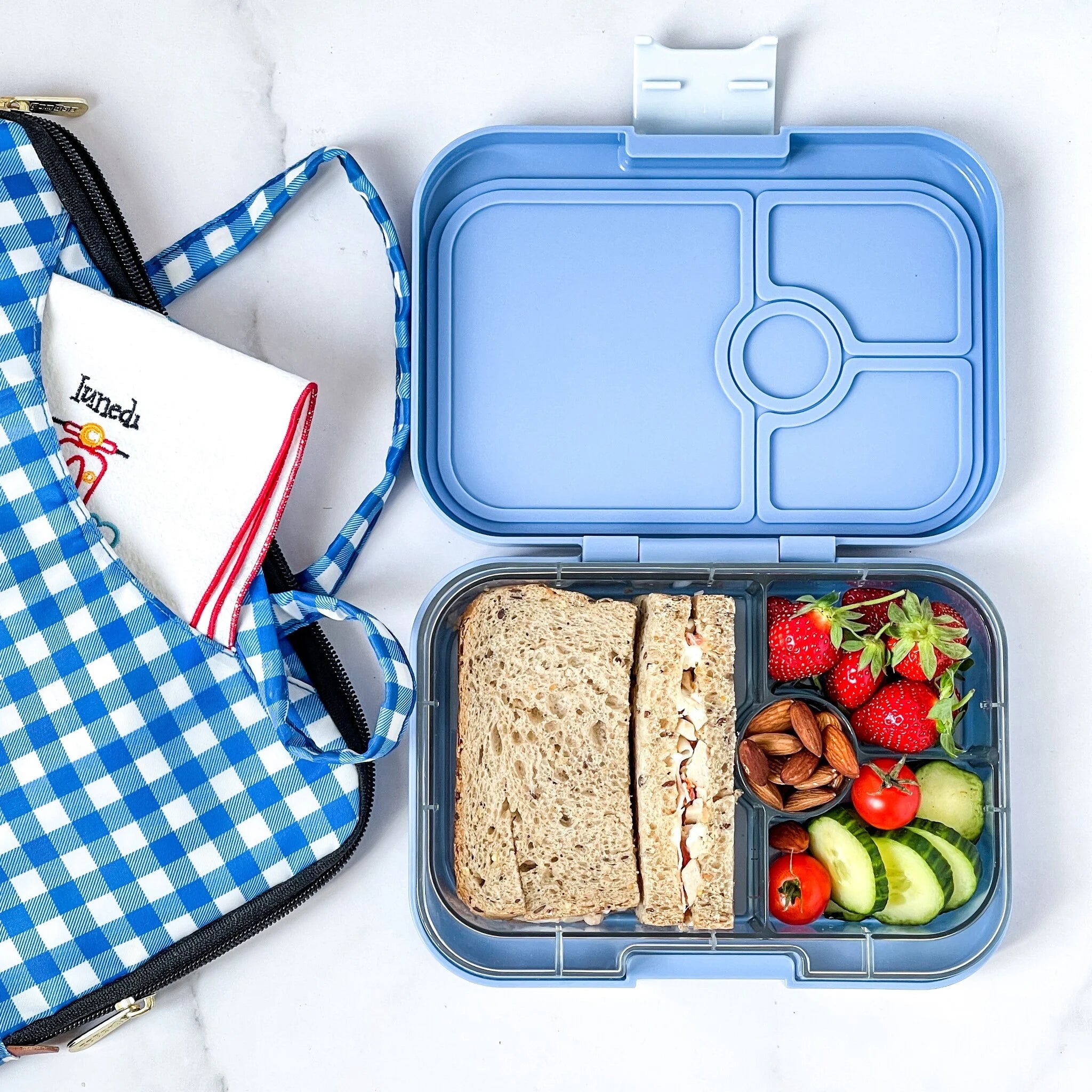 Yumbox Panino 4 vakken Lekvrije Lunchbox | Hazy Blue – De Gele Flamingo