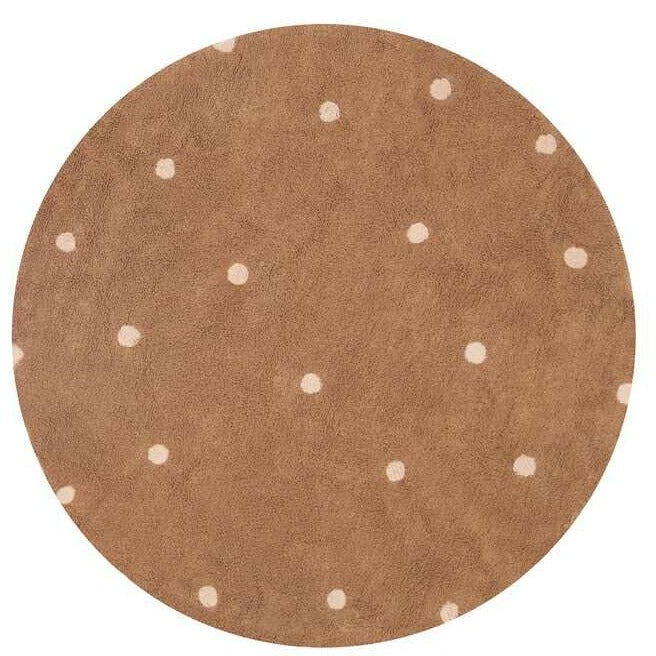 Lorena Canals Machinewasbaar Tapijt Rond Rug Ø140cm | Round Dot Chestnut