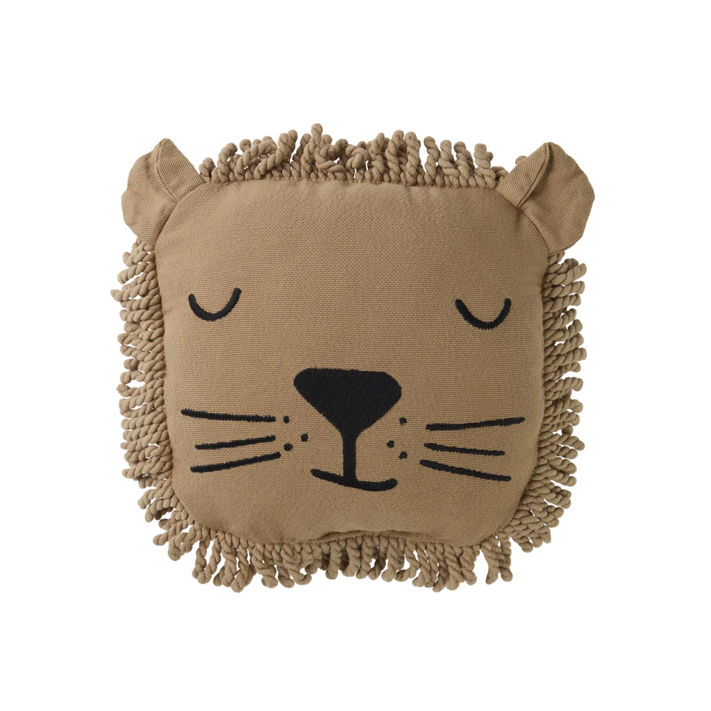 Nobodinoz Lion Face Embroidery Kussen 34x34cm | Sesame