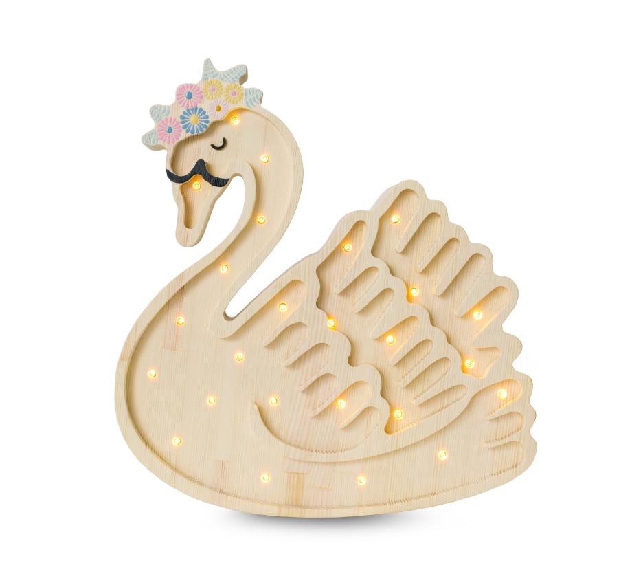 Little Lights Lamp Swan | Flower / Wood