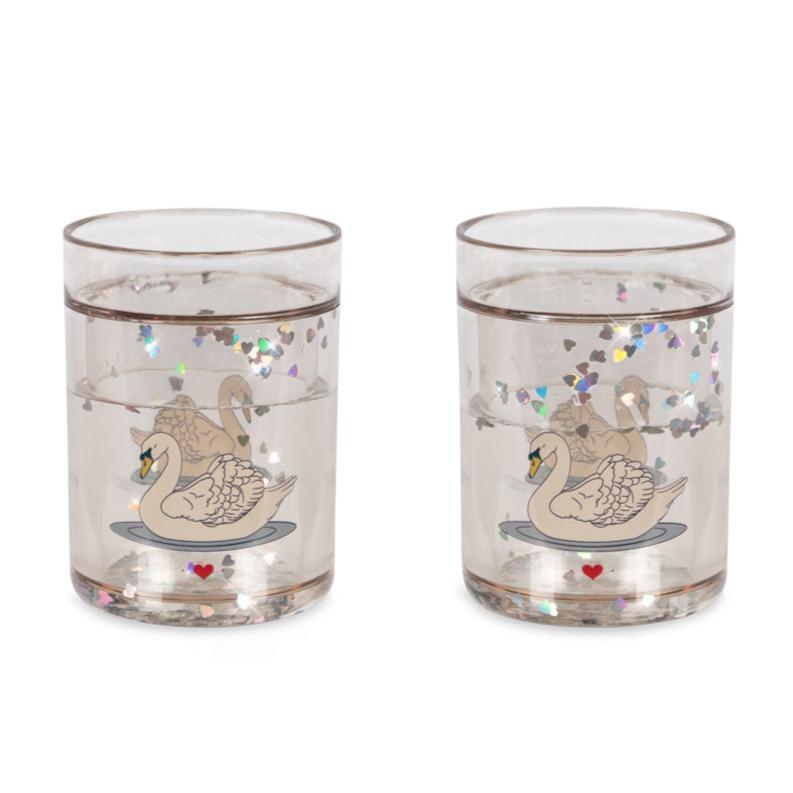 Konges Sløjd 2 Pack Glitter Drinkbekers | Swan Off White