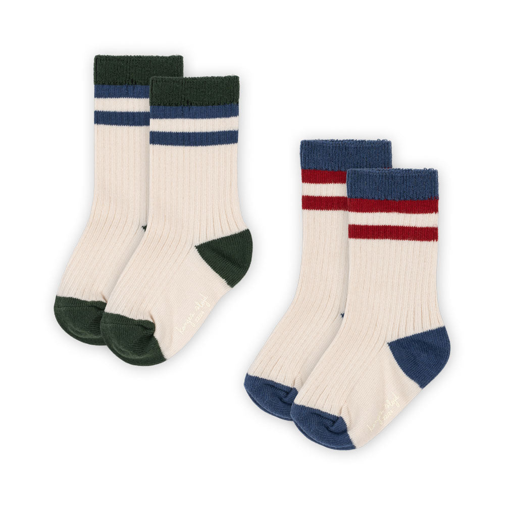 Konges Sløjd 2 Pack Rib Socks | Multi Stribe