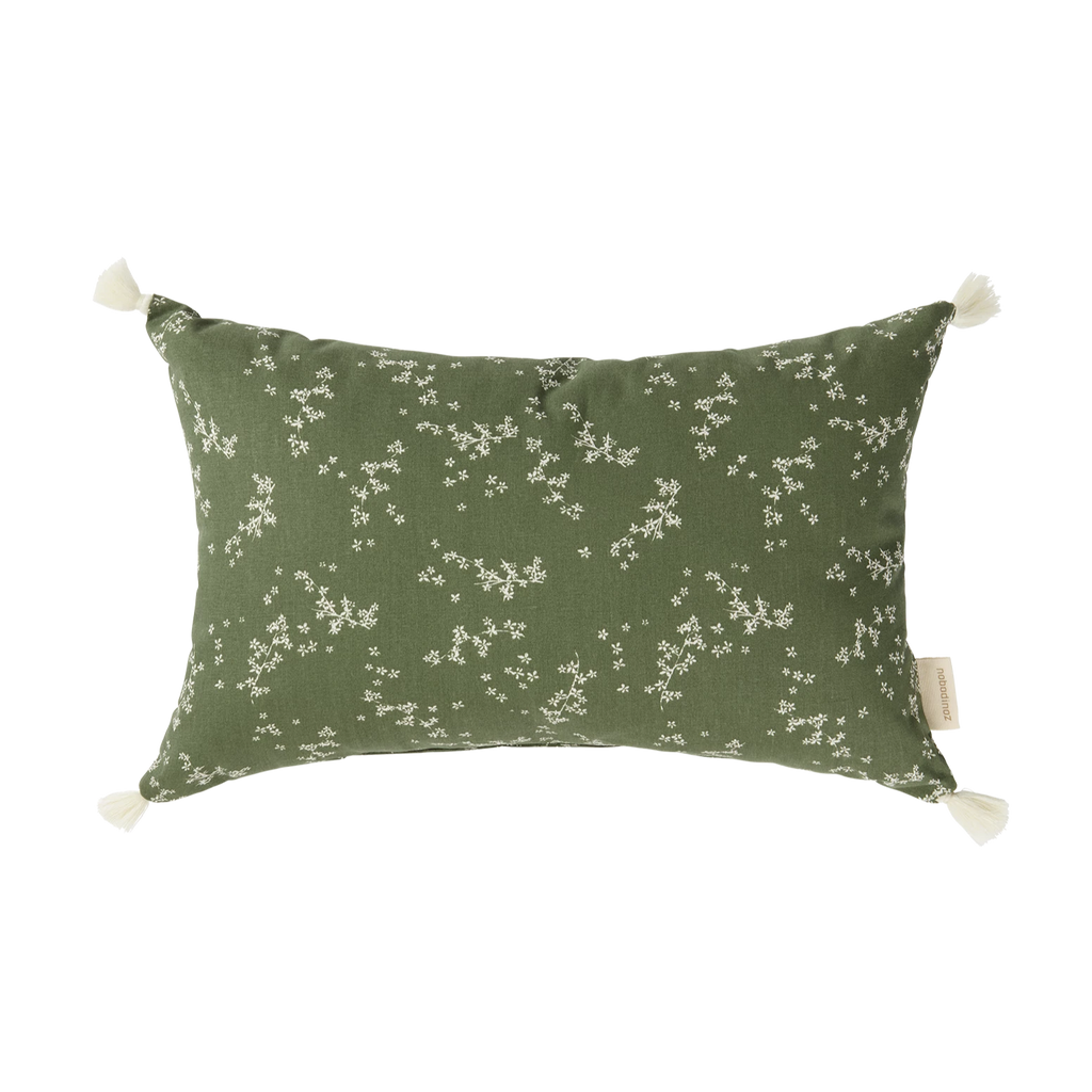 Nobodinoz Stories Kussen Met Franjes 35x20cm | Green Jasmine*